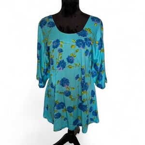 Vintage 60’s 70’s Two Potato Floral Women's Blue Dress